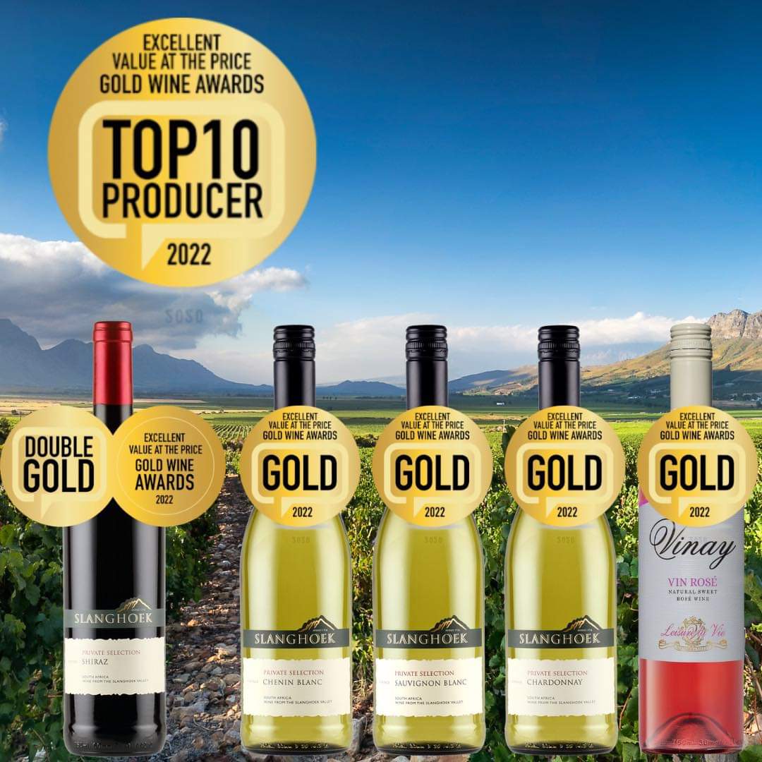 Slanghoek part of the Top 10 Producers to receive Gold and Double Gold for the Excellent Value at the Price Gold Wine Awards